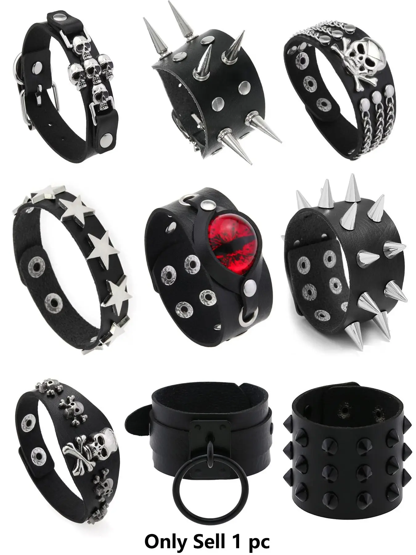 Punk Skull Rivet Bracelet Bangle for Women, Perfect Gift for Halloween Party Rock Concert Daily Wear, Creative Design Gothic Jewelry Accessory