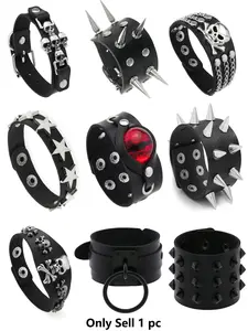 Punk Skull Rivet Bracelet Bangle for Women, Perfect Gift for Halloween Party Rock Concert Daily Wear, Creative Design Gothic Jewelry Accessory