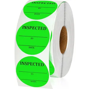 1000 count 2 Inch Quality Control Inventory Labels Writeable QC Inventory Approval Stickers Fluorescent Green Permanent Adhesive Stickers for Shipping Warehouse Organization (Inspected by)
