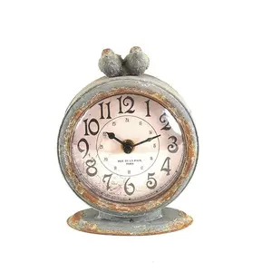 Pewter Mantel Clock with Bird