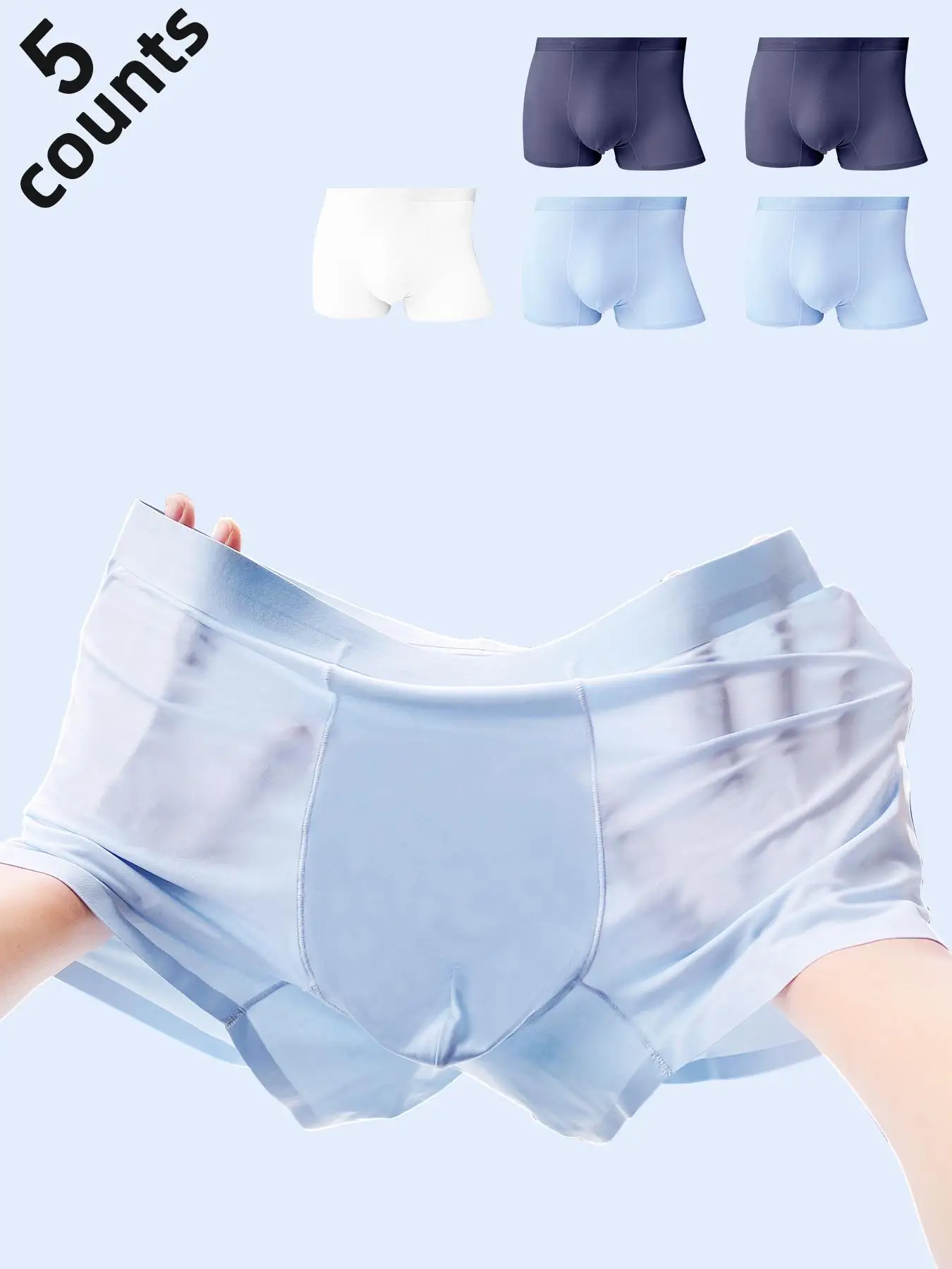 Men's Solid Ice Silk Boxer Brief, Breathable Comfortable Underwear for Daily Wear, Soft Underwear for Men, Menswear, National Day Offers