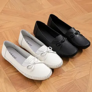 Women's Fashion Solid Color with Bow Decoration PU Leather,Women Comfortable Slip on,Women's Bowknot, On Business Work Flats Shoes Casual Driving Moccasins Penny Loafer