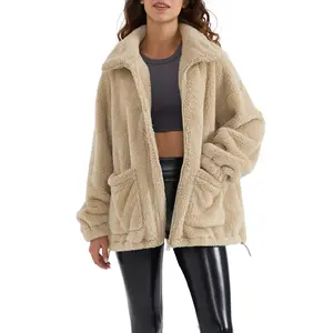Orolay Zip-Up Women's Plush Jacket, Cozy Fleece Outwear for Casual and Outdoor Activities, Long Sleeve Jackets for Fall and Winter Womenswear Fuzzy Jacket Coats Tops