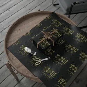 DippedWicks Sprinkle Sprinkle Gift Wrap – Luxury Black Wrapping Paper, Premium Candle Gift Wrap for Small Gifts, Holidays & Birthdays