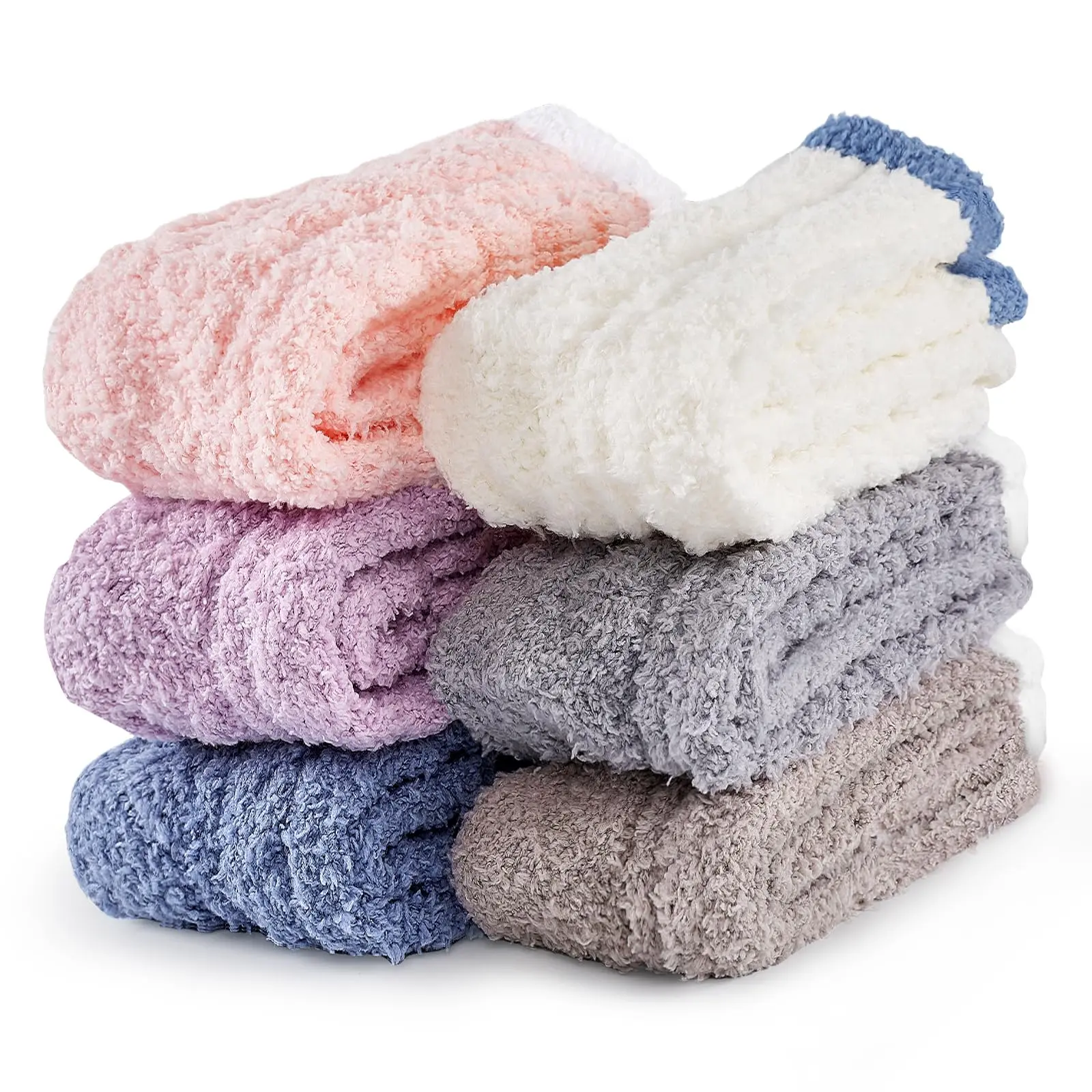 Fuzzy Socks for Women 6 Pairs, Warm Fluffy Cozy Slipper Socks Cozy fuzzy socks for women, Soft warm fluffy slipper socks, Winter Stocking stuffers for her, one size