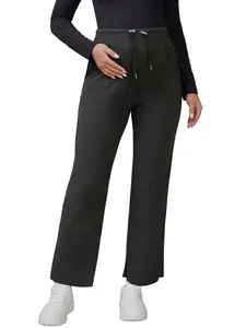 INSPIRE CHIC Women's Maternity Pants Wide Leg Pregnancy Sweatpants with Drawstring