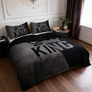 Crown King Print Bedding Set, 3 Counts/set Including 1 Duvet Cover & 2 Pillowcase without Filler, Soft Comfortable Bedding Set for Bedroom, Guest Room, Modern Bedding Set, Decorative Bedding Set