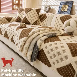 1PC Pet-Friendly Plush Sofa Cover for Dogs & Cats, Scratch Resistant Machine Washable Soft Couch Protector, Cozy Furniture Seat Cover, Multiple Colors Available for 1/2/3/4 Seater Sofa