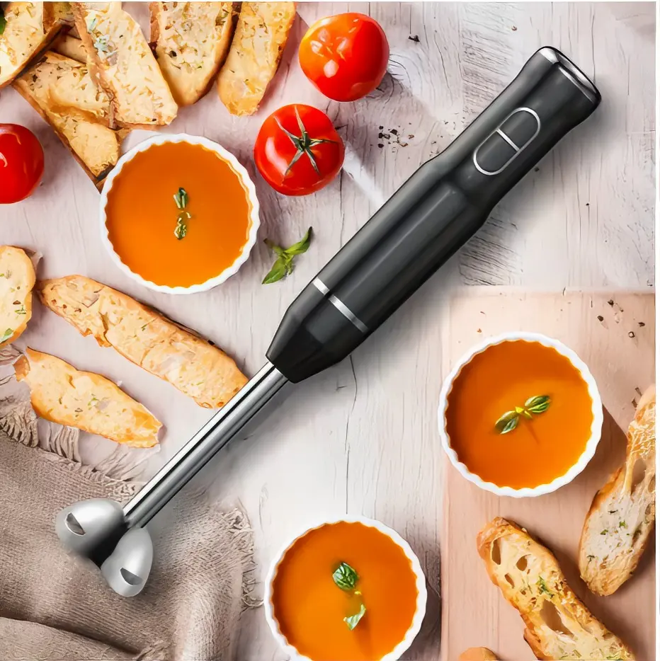 Handheld Immersion Blender - Black, Slim & Ergonomic Design, Stainless Steel Blending Shaft & Blade, Ideal for Soups, Food, Smoothies, & Milkshake