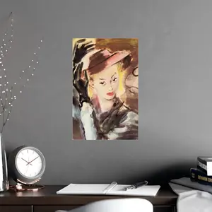 1940s Fashion Elegance Poster - Vintage Hat Lady Advertisement - Retro Style Home Decor Photo Artistic Matte Wall Print