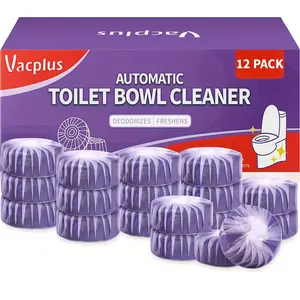 Vacplus Automatic Toilet Bowl Cleaner Tablets 50-Count Purple Drop-in Tank Freshener Regular Flush up to 320 Times Long-Lasting Stain Remover for Bathroom