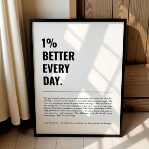 Motivational Wall Art , 1% Better Every Day Print| Frameless Poster Z