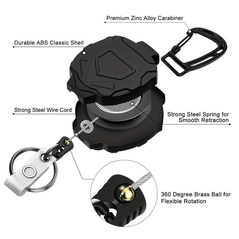 Outdoor Retractable Heavy Duty Badge Reel (1 Set), ID Badge Holder, Tactical ID Card Holder for Outdoor Hiking & Climbing, Badge Reels Retractable