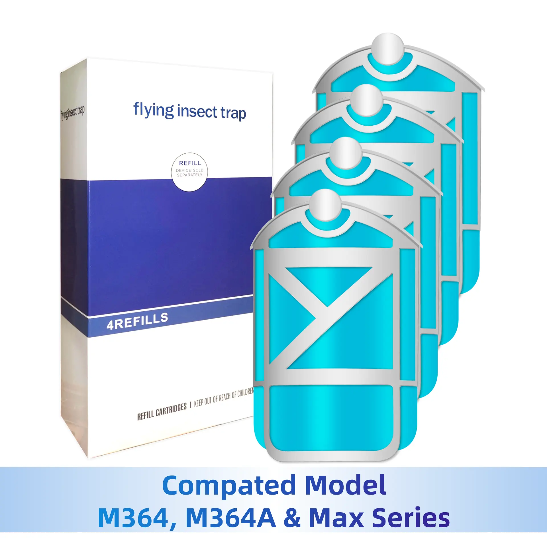 【Summer Survivals】JOYTUTUS Flying Insect Trap Refill Cartridges, Sticky Trap Replacement Glue Cards, Compatible with M364, M364A & Max Series Indoor Traps