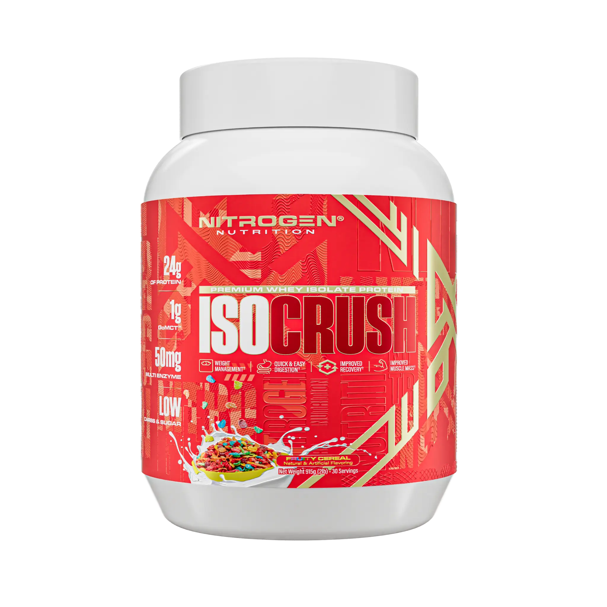 Nitrogen Iso Crush | Premium Whey Protein Isolate Powder for Men & Women | 24g Protein Per Serving with Digestive Enzymes & goMCT | Supports Lean Muscle Growth, Recovery & Performance | Fast-Absorbing Low Carb Protein Shake