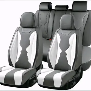 Coverado Fundas de Asientos de Coche Juego Completo, Fundas de Asientos para Coches, Fundas de Asientos Delanteros y Funda de Asiento Trasero Impermeable de Cuero Automotriz, Protectores Universales