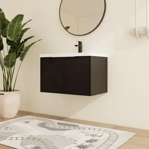 30" Floating Bathroom Vanity with Sink, 30 Inch Single Sink Bathroom Vanity Combo, Modern Bath Wall Mounted Cabinet Set with Storage