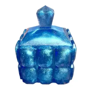 Epoxy resin square jar with lid, multiple colors