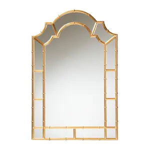 Baxton Studio Bedivere Goldleaf Metal Accent Wall Mirror
