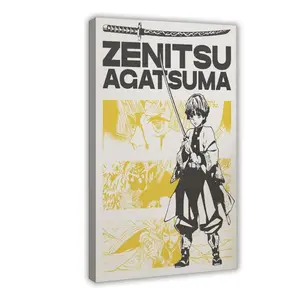 Zenitsu Agatsuma Demon Slayer Anime Poster X Fhd Wall Decor Wall Hangings Print Room Frame-Style
