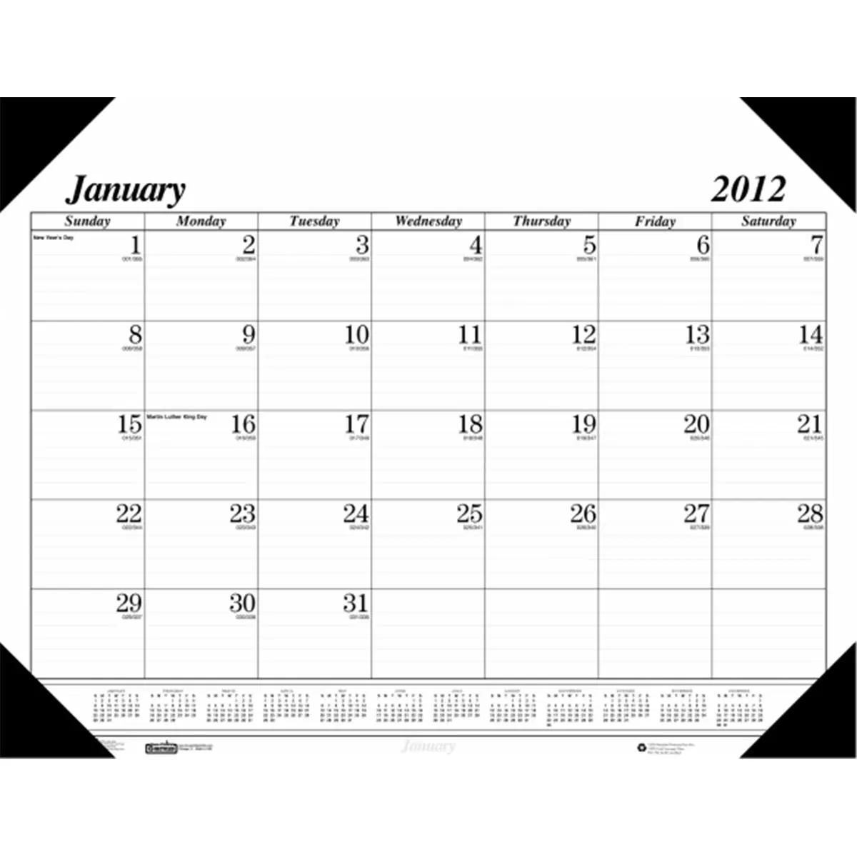 212 MAIN Economy Compact Office Desk Organizer - Recycled Paper Compact Desk Calendar with Reinforced Corners, 12-Month Julian Dates, Lightly Ruled, Wall/Weekly Planner for Office/Dorm Use