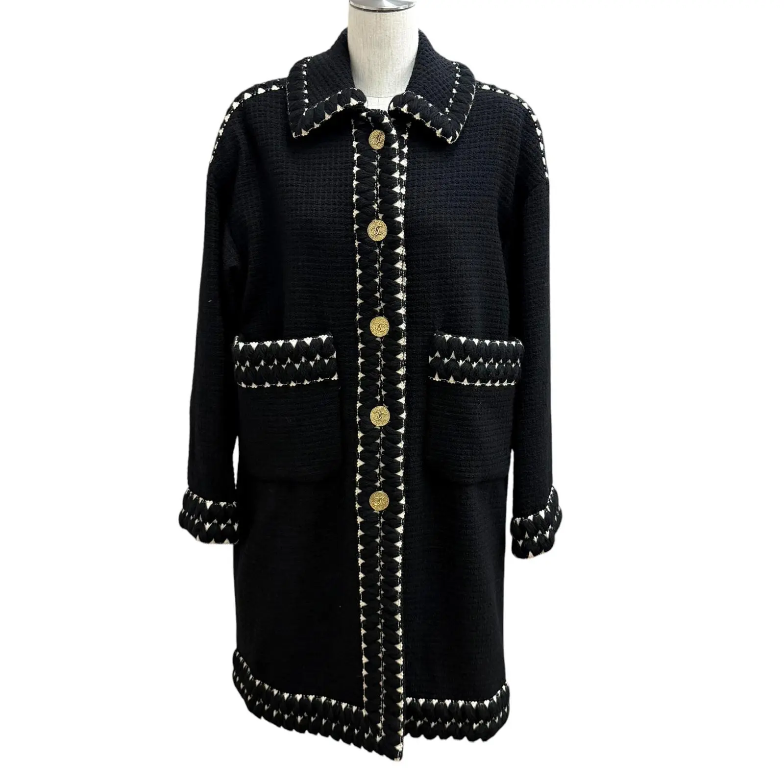 Pre-owned CHANEL Wool Small Leather Goods Coat