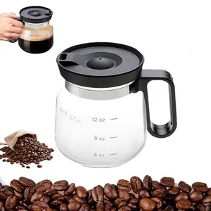 KIJKSYJ 16 Oz Glass Coffee Mug That Looks like a Coffee Pot Style Shape, Mini Heatproof Large Capacity Clear Cup with Travel Lid & , Hot Chocolate, Office Desk Gift