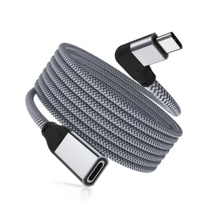 Right Angle USB C Extension Cable 6.6FT,90 Degree Type C USB 3.2 Gen 2 10Gbps Female to Male Extender Cord,4K 60Hz L-Shaped USBC Thunderbolt 3 for MagSafe Charger,iPhone 16 15,Mac,iPad Mini 6