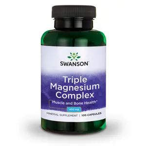 Swanson Triple Magnesium Complex 400 mg 100 Vegan Capsules for Muscle Bone Health & Cardiovascular Support US Made