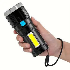 Four-core USB multifunctional flashlight with COB side light, portable 4 LED work light