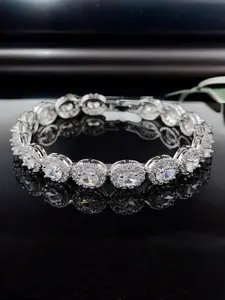 New elegant rhinestone decorated artificial gemstone matching chain bracelet, high-quality bracelet, beautiful bracelet, luxurious and elegant jewelry, suitable gift for girls, fashionable accessory for women, Premium bracelet