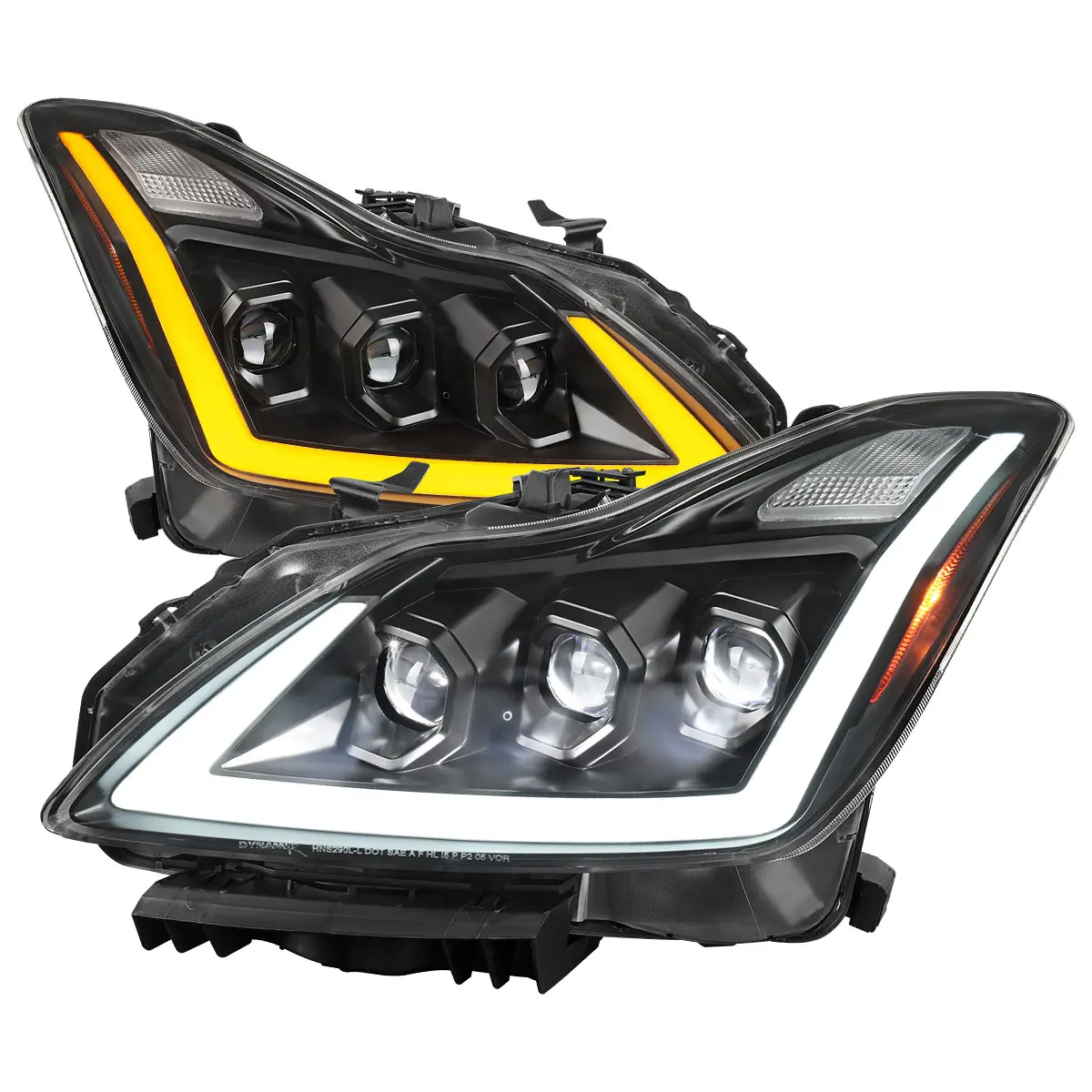 2008-2013 G37 / 2014-2015 Q60 Coupe / Convertible Sequential Switchback LED Turn Signal Full LED Triple Projector Headlights (Matte Black Housing / Clear Lens)