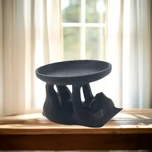 Multifunctional cat tray ornament, black cat lifting-style storage ornament, circular tray design, suitable for home offices, dressing tables, bedside tables, jewelry trays, multifunctional home dressing table accessories, pet-related decorative items