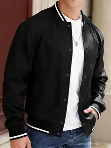 Outdoor Sports Casual Stand Collar Baseball Jacket Coat, Fashion Versatile Plain Color Jacket, Suitable for Outdoor Use, Gift for Boyfriend Husband Father