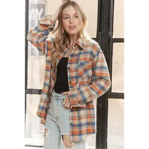 Orange/Blue Plaid Shacket