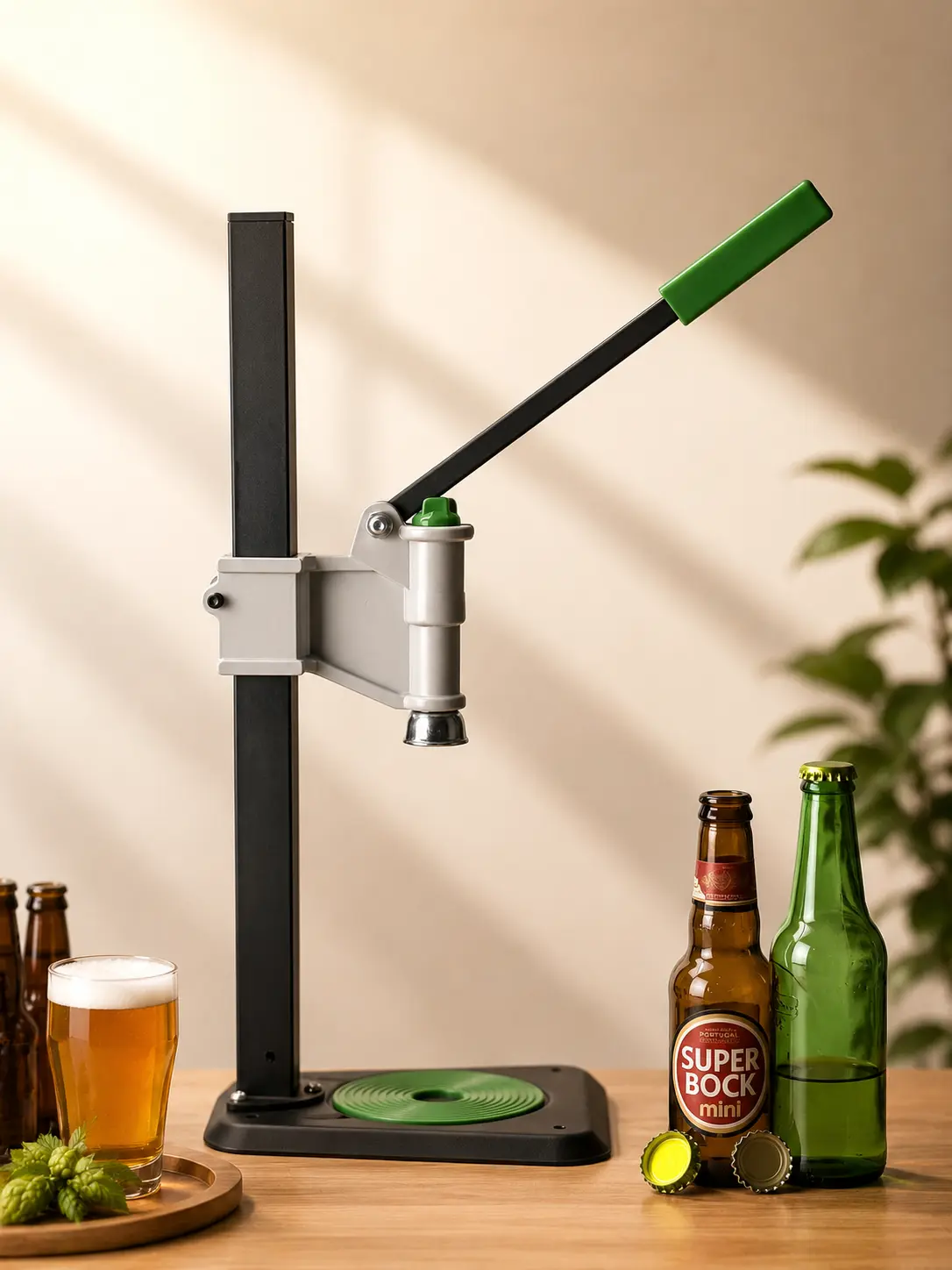 Manual Beer Bottle Capper, Heavy Duty Bench Bottle Capper with Adjustable Height, Home Brewing Bottle Sealer Tool for Beer, Soda, Carbonated Drinks
