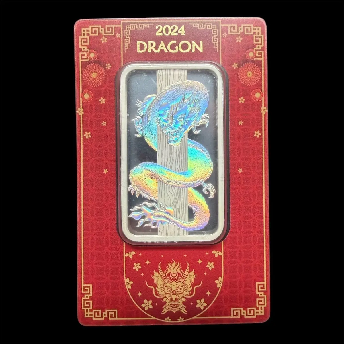 2024 Pamp Lunar Year of the Dragon Holographic 50 Gram Silver Bar - In Assay