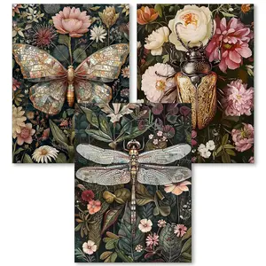 1/3/4/6 Pack Vintage Dragonflies,Moths,Bees Diamond Painting Set,Suitable for Beginners,Round 5D Full Diamond Dot Crafts,Home Wall Decoration Gift