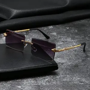 Oversized Semi-Rimless Square Sunglasses - Unisex Female Trendy Gold Snake Detail Fashion Eyewear with Blue Light Blocking Lens, UV Protection Shades, Statement Design for Daily Wear, Travel