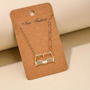Fashion INS Style Hollow Book Pendant Graduation Season Gift Elegant High-end Selfie Women's Collarbone Chain Necklace