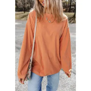 Orange Ribbed Corduroy Oversized Sweatshirt