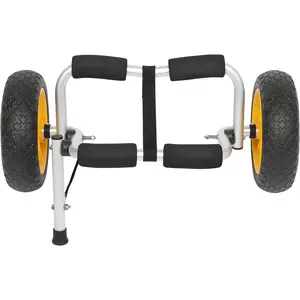 Bonnlo Kayak Car Foldable Aluminum Kayak Trailer with 10'' Solid Tires, Universal Kayaks Wheel Cart Dolly for Canoe, Paddle Board, Boat, Float Mats, Jon Boat