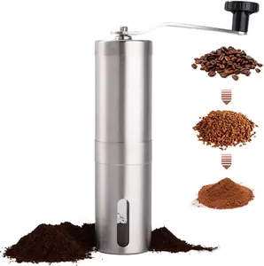 Manual Coffee Bean Grinder Stainless Steel Hand Mill Ceramic Burr for Aeropress, Drip Coffee, Espresso, French Press, Turkish Brew, for gift, Portable coffee grinder