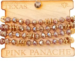 Pink Panache Dusty and Gold Bead 4 Stacker Bracelet