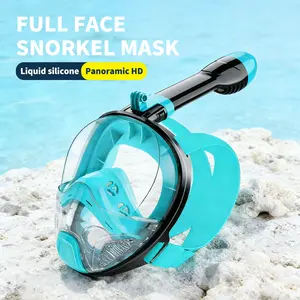 1pcs/Green Full Face Snorkeling Mask For Adults And Teenagers, Snorkeling Equipment, With Detachable Camera Holder, Panoramic 180° Field Of View, Anti-fog And Anti-leakage Snorkeling Mask For Men And Women