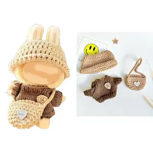 Labubu Doll Clothes Set for 6.69 Inch Dolls, Includes 3 with Hats Tops Backpacks, Adorable Accessories for Play & Display, Doll Outfit