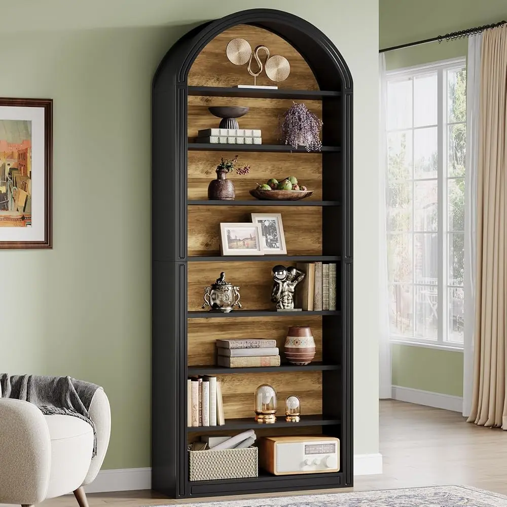 Tribesigns Tall Arched Bookshelf, 8-Tier Bookcase for Living Room, Bedroom, Office - Open Display Shelving Unit