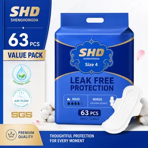【Value Pack】63ct Period Pads for Women, Long Length Menstrual Pads with Wings, Leak-Proof & Odor Control, Soft & Breathable Daily Protection (60+3 Count Bulk Savings)