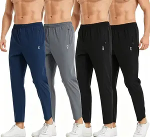 2/4 Pack Men's Sweatpants with Zipper Pockets Jogging Pants suit Tapered Athletic Pants for Men Running,Workout,Lounge Men's Tapered