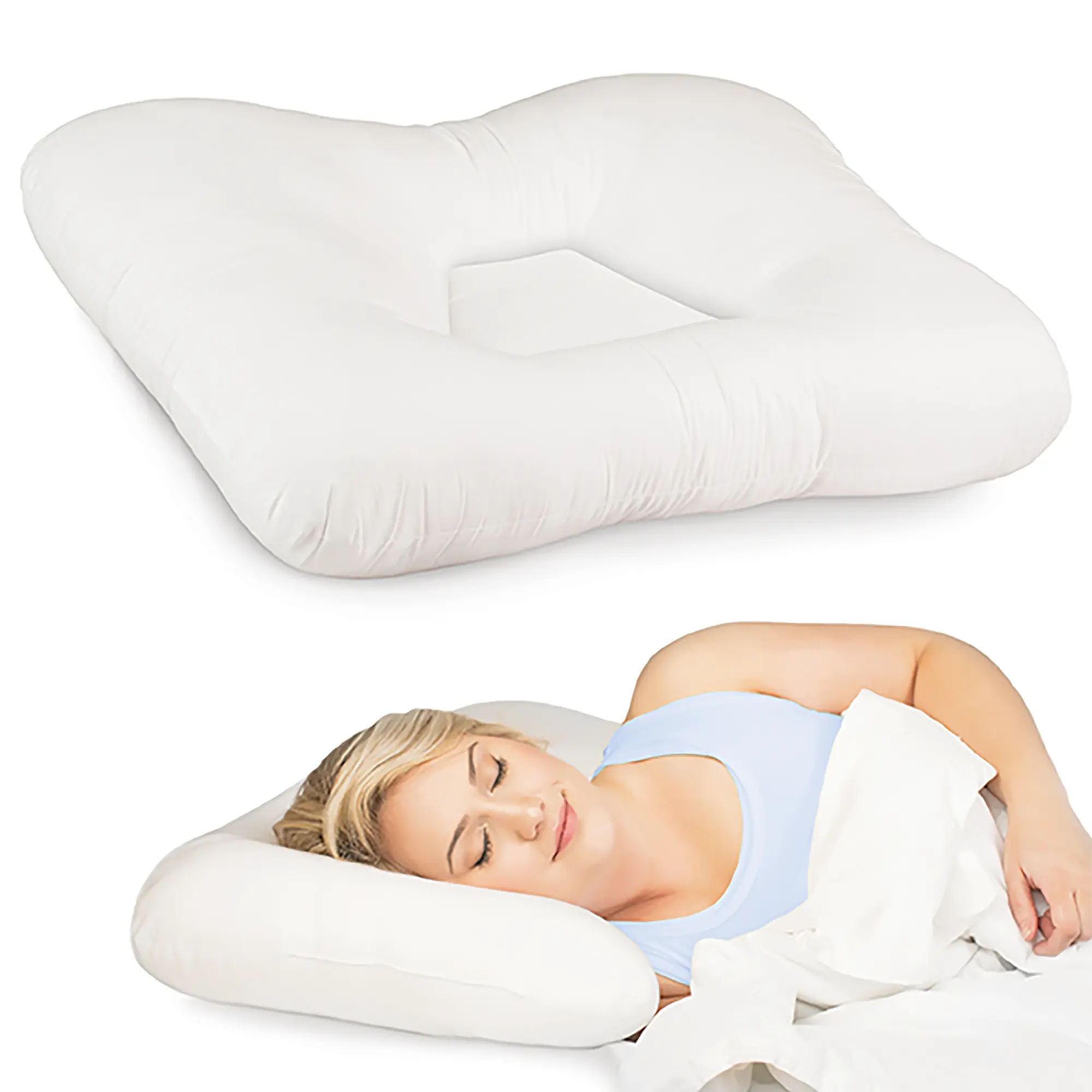 Tri-Core Ergonomic Cervical Pillow for Neck Pain Relief, Back/Side Sleepers